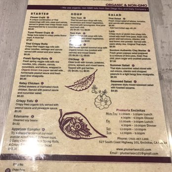 Plumeria - Menu - Thai Near Me - Encinitas, California Plumeria - Menu - Thai Near Me - Encinitas, California