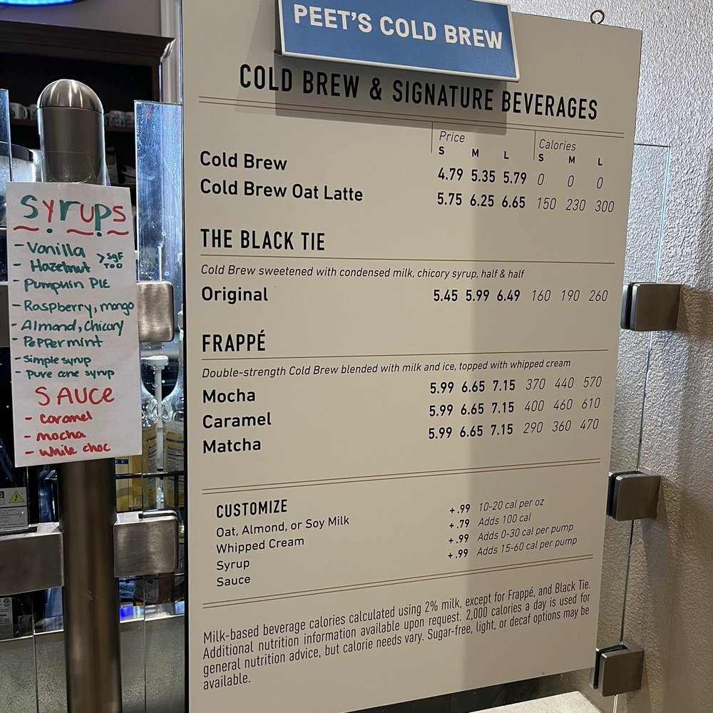 Peets Coffee - Menu from December 2024 - Coffee & Tea Near Me - Yermo, California