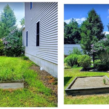 Oliver’s Landscaping - Wonderful weeding work of our raised bed and rock area. You can also see the great trim job of some of our bushes/trees - Landscaping Near Me - Leominster, Massachusetts