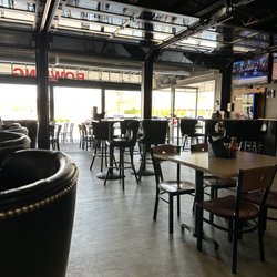 Forest View Lanes - The bar area with the garage doors open