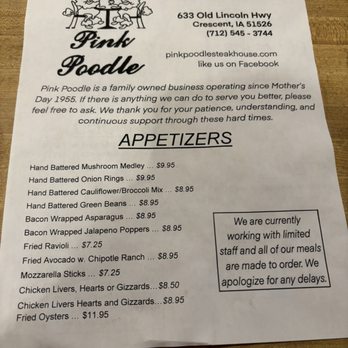 Pink Poodle Steakhouse - Menu - Steakhouses Near Me - Crescent, Iowa Pink Poodle Steakhouse - Menu - Steakhouses Near Me - Crescent, Iowa
