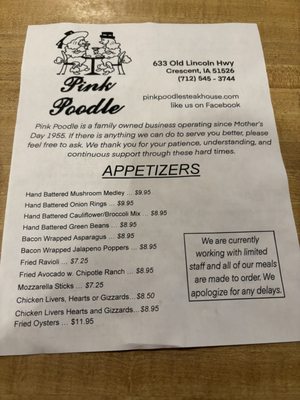 Menu photo 1 Pink Poodle Steakhouse Crescent, IA Menu photo 1 Pink Poodle Steakhouse Crescent, IA