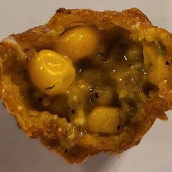The Flats Restaurant & Tavern - Inside an Elote Bite.