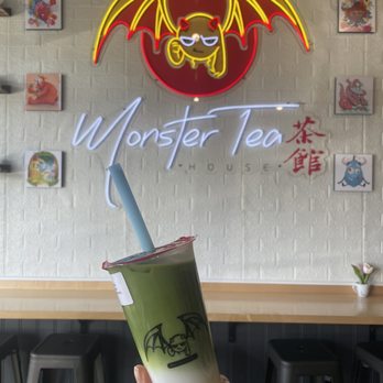 Monster Tea House - Matcha Mango with Lychee Jelly - Bubble Tea Near Me - Lake Oswego, Oregon Monster Tea House - Matcha Mango with Lychee Jelly - Bubble Tea Near Me - Lake Oswego, Oregon