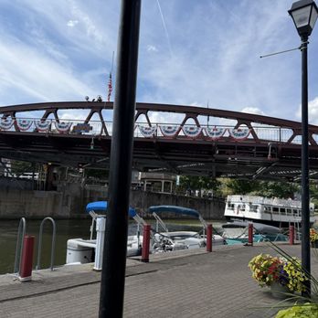 Clementine Coffee - View of the Erie Canal Lift Bridge with the bridge up - Coffee & Tea Near Me - Fairport, New York Clementine Coffee - View of the Erie Canal Lift Bridge with the bridge up - Coffee & Tea Near Me - Fairport, New York