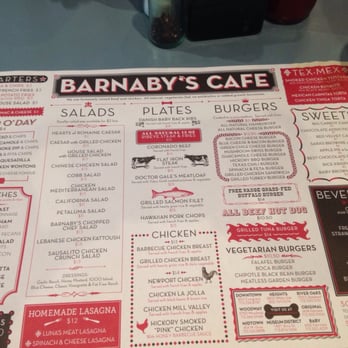Barnabys Cafe - Cool placemat-like menus - American Near Me - Houston, Texas Barnabys Cafe - Cool placemat-like menus - American Near Me - Houston, Texas