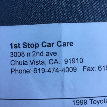 1st Stop Car Care - Name and Address of establishment - Auto Repair Near Me - Chula Vista, California 1st Stop Car Care - Name and Address of establishment - Auto Repair Near Me - Chula Vista, California