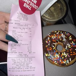 Dunkin' - My receipt showing I had ordered a maple frosted donut and I did not get it obviously.