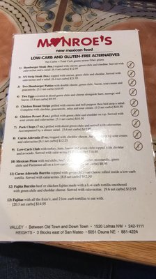 Menu photo 8 Monroe's Restaurant Albuquerque, NM
