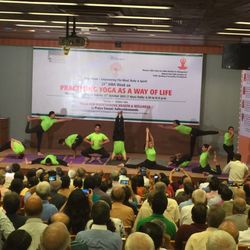 Happiness Yoga - Advance postures in AMA auditorium 2014