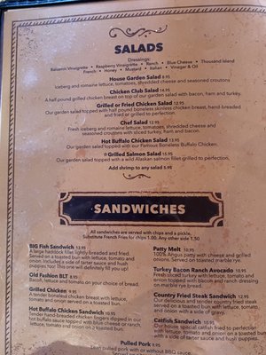 Menu photo 4 Anglers Lake & Steak Eureka Springs, AR
