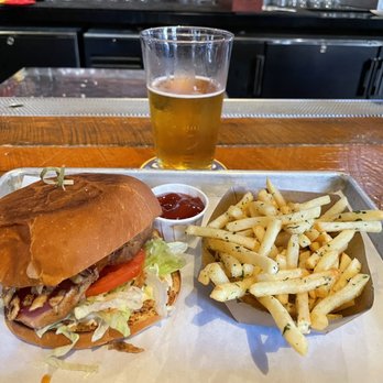 Bar One - Ahi burger with a Pilsner style beer. - Gastropubs Near Me - San Diego, California Bar One - Ahi burger with a Pilsner style beer. - Gastropubs Near Me - San Diego, California