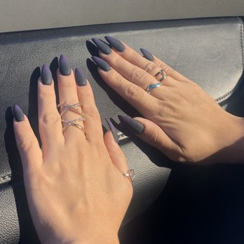 Elegant Nails and Spa - Matte black and purple ombré stiletto acrylic nails - Nail Salons Near Me - Albuquerque, New Mexico