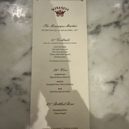 Cocktail menu