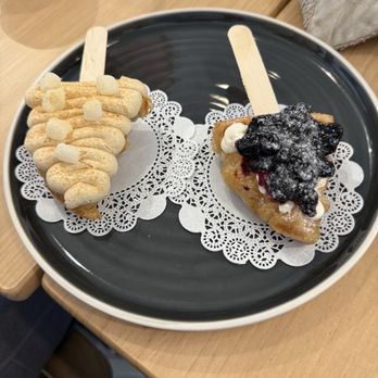 Cafe Bdan - Croffle Blueberry Cream Cheese Mini and Croffle Injeolmi Mini - Desserts Near Me - Centreville, Virginia