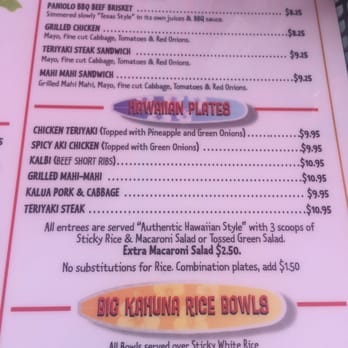 Big Kahuna's - Menu - Hawaiian Near Me - Imperial Beach, California
