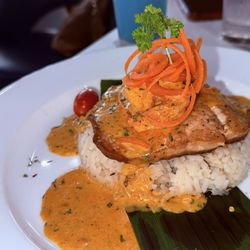 The Icon Restaurant and Lounge - Coconut rice & curry salmon