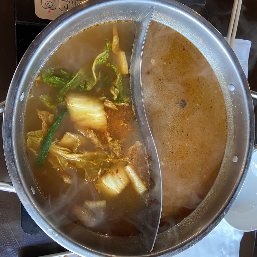 Zu Hot Pot - On the left is the Korean kimchi, on the right is the taiwanese flavor - Hot Pot Near Me - Albuquerque, New Mexico Zu Hot Pot - On the left is the Korean kimchi, on the right is the taiwanese flavor - Hot Pot Near Me - Albuquerque, New Mexico
