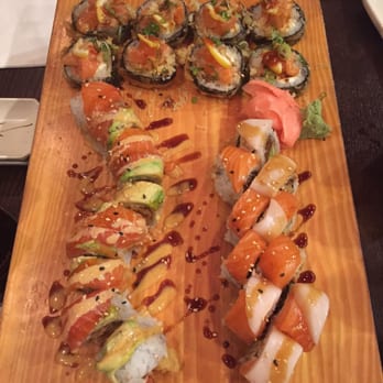 Sushimoto - Specialty roles! Kitchen sink on the right, Highway 98 on the left, Monster roll in the back. - Sushi Bars Near Me - Miramar Beach, Florida Sushimoto - Specialty roles! Kitchen sink on the right, Highway 98 on the left, Monster roll in the back. - Sushi Bars Near Me - Miramar Beach, Florida