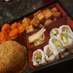 Bento box, tofu and Alaskan roll Bento box, tofu and Alaskan roll