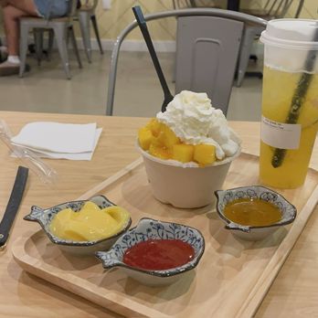 D For Dessert - Mango coconut custard green tea drink - Shaved Ice Near Me - Hollywood, Florida