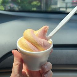 Millhollow Frozen Yogurt - Strawberry cheesecake mango swirl