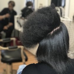 Beauty Mark by Kimberly Hylton - A Silk Press in progress. We style clients with all hair textures!