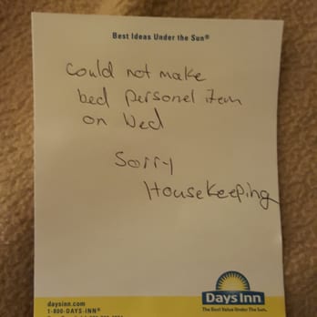 Days Inn Canton - Note from housekeeping - Hotels Near Me - Canton, Michigan Days Inn Canton - Note from housekeeping - Hotels Near Me - Canton, Michigan