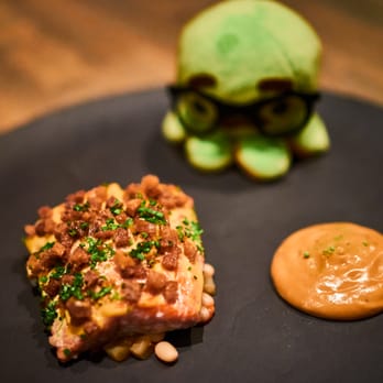 L'Abattoir - Saffron Crusted Pacific Salmon
Lobster sauce, fennel, and pepper condiment - French Near Me - Vancouver, British Columbia L'Abattoir - Saffron Crusted Pacific Salmon
Lobster sauce, fennel, and pepper condiment - French Near Me - Vancouver, British Columbia
