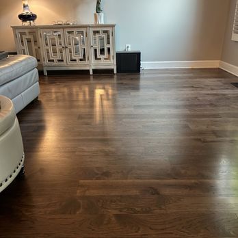 Auten Wideplank Flooring - Living room resending and staining to match kitchen and dining room repair. - Flooring Near Me - Knoxville, Tennessee