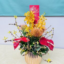 Flower arrangements by students for Chinese Lunar New Year 2024