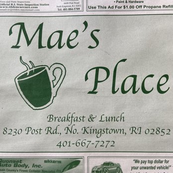 Mae's Place - Breakfast & Brunch Near Me - North Kingstown, Rhode Island Mae's Place - Breakfast & Brunch Near Me - North Kingstown, Rhode Island