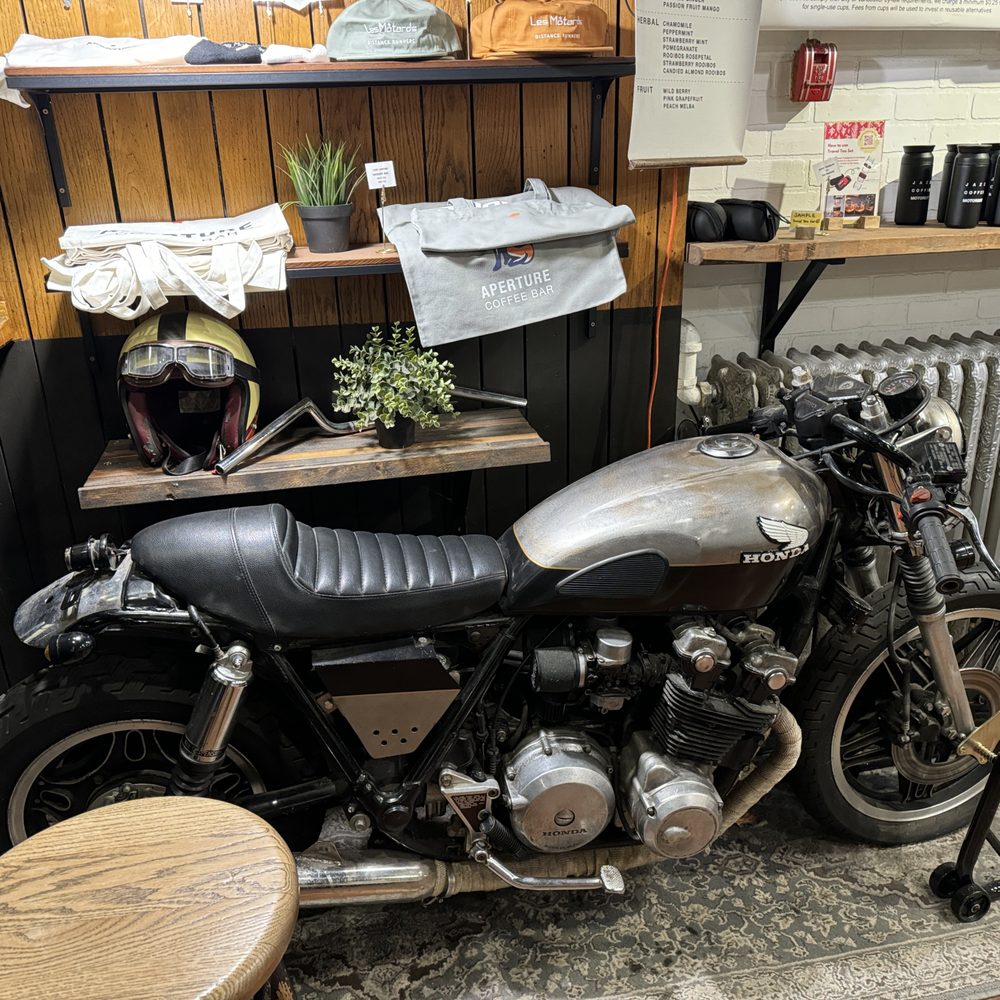 Aperture Coffee Bar - Vintage motorcycle in front area~ - Cafes Near Me - Vancouver, British Columbia Aperture Coffee Bar - Vintage motorcycle in front area~ - Cafes Near Me - Vancouver, British Columbia