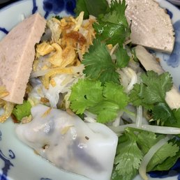 Banh cuon- rice rolls with minced park and mushrooms Banh cuon- rice rolls with minced park and mushrooms