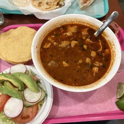 El Paraiso - The awesome Pozole and handsome salad at El Paraiso.