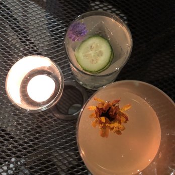 Quail State - Cocktails: On top is the "Aloe you a lot" and bottom is the "Pixie". - Cocktail Bars Near Me - Fresno, California