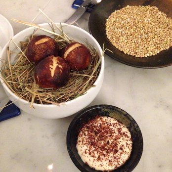 Sourire Le Restaurant - Tiny bread "eggs" with dipping sauce - French Near Me - Paris, 75