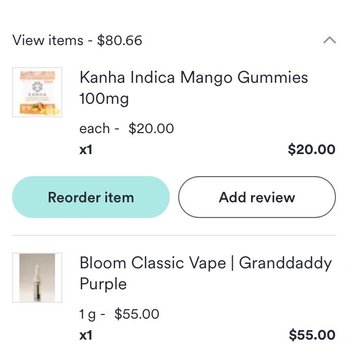 Budee - What was actually  paid for and ordered from GanjaRunner - Cannabis Dispensaries Near Me