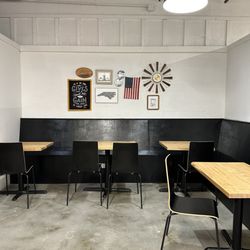 Blendsations Beverage Bar - Communal space between juice bar and the coffee shop for extra hang out or privacy.