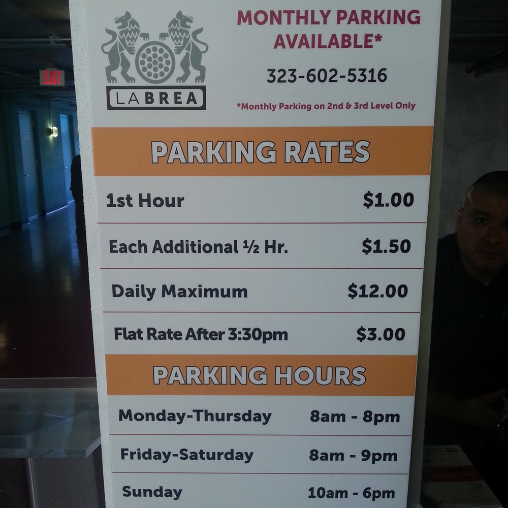 District La Brea - The garage parking rates. - Shopping Centers Near Me - Los Angeles, California