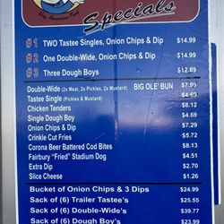 Current menu as of 7/10/2026
