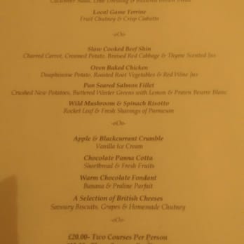 Rowton Hall Hotel - Sample menu - Hotels Near Me - Chester, CHW