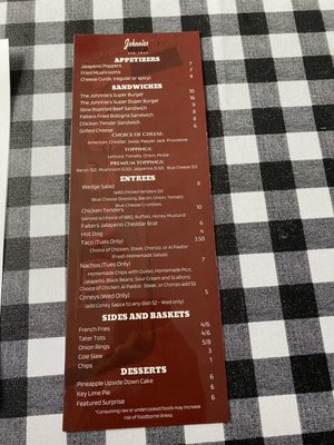 Menu photo 2 Johnnie's Tavern Columbus, OH