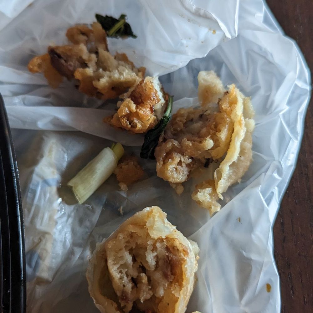 Breading in the duck roll, I can barely see the duck meat! Breading in the duck roll, I can barely see the duck meat!