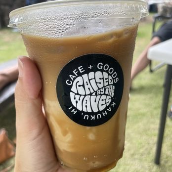 Raised By The Waves - Salted Caramel Coffee (extra sweet) with oat milk - Cafes Near Me - Kahuku, Hawaii Raised By The Waves - Salted Caramel Coffee (extra sweet) with oat milk - Cafes Near Me - Kahuku, Hawaii
