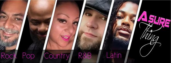 Meet the Band! - A Sure Thing is a Houston based, energetic, jaw dropping, chills up and down your spine, not your average, make you say, "OMG" party band. With a lengthy list of varied music selections, we can make any event a momentous occasion. Rock, Pop, Funk, Soul, Country, Latin, Tejano, and Dance favorites from the 50's to today's current hits, we will have you and your guests up and cheering, singing and dancing, reminiscing and romancing.
A Sure Thing 2 offers an alternative for smaller venues and/or intimate settings and engagements with vocals and keyboard accompaniment.
Music connects us all, and music is what we do. That's A Sure Thing! Meet the Band! - A Sure Thing is a Houston based, energetic, jaw dropping, chills up and down your spine, not your average, make you say, "OMG" party band. With a lengthy list of varied music selections, we can make any event a momentous occasion. Rock, Pop, Funk, Soul, Country, Latin, Tejano, and Dance favorites from the 50's to today's current hits, we will have you and your guests up and cheering, singing and dancing, reminiscing and romancing.
A Sure Thing 2 offers an alternative for smaller venues and/or intimate settings and engagements with vocals and keyboard accompaniment.
Music connects us all, and music is what we do. That's A Sure Thing!