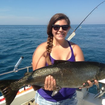 Jackpot Fishing Charters - Only caught 3 fish on this day but they were really big. Took a long time to land. - Boat Charters Near Me - Winthrop Harbor, Illinois