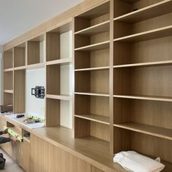 Harmonic Design - Rift white oak entertainment center wall