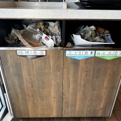 Habit Burger & Grill - Over flowing trash