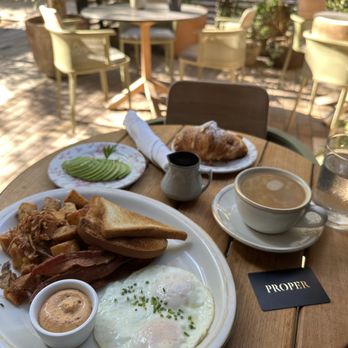The Peacock - The Proper Breakfast with Almond croissant - Mediterranean Near Me - Austin, Texas The Peacock - The Proper Breakfast with Almond croissant - Mediterranean Near Me - Austin, Texas